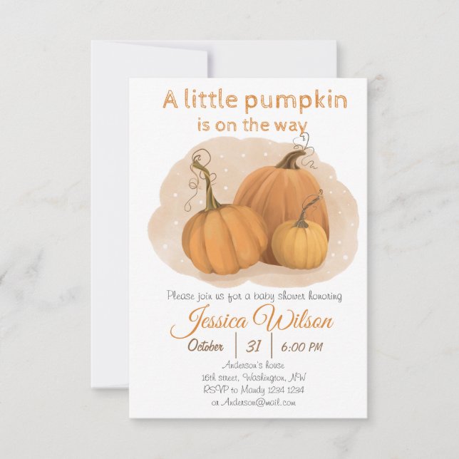 Pumpkin Baby Shower Einladung (Vorderseite)