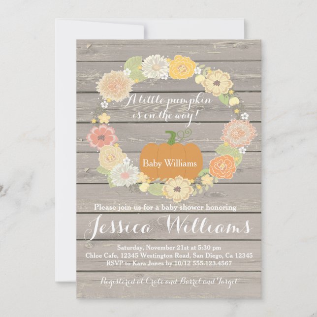 Pumpkin Baby Shower Einladung (Vorderseite)