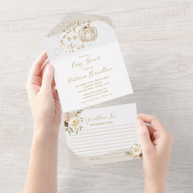 Pumpkin Baby Shower Einladung & Advice Card (Abreißen)