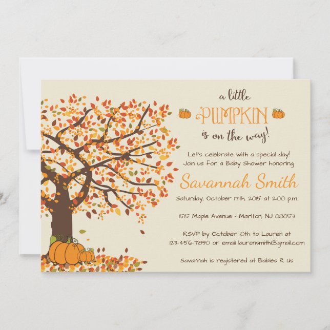 Pumpkin Baby Shower Einladungen - Kleine Pumpkin (Vorderseite)