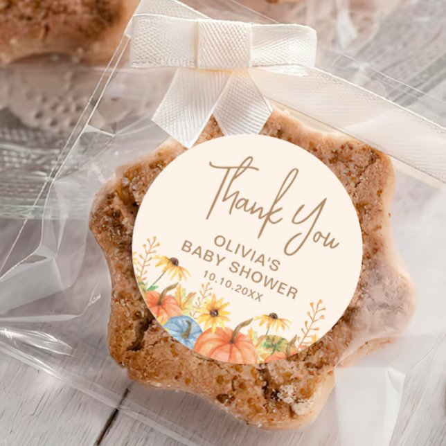 Pumpkin Baby Shower Gevor Runder Aufkleber (Von Creator hochgeladen)