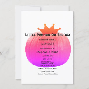Pumpkin Baby Shower Girls Pink Abstrakter QR Code Einladung