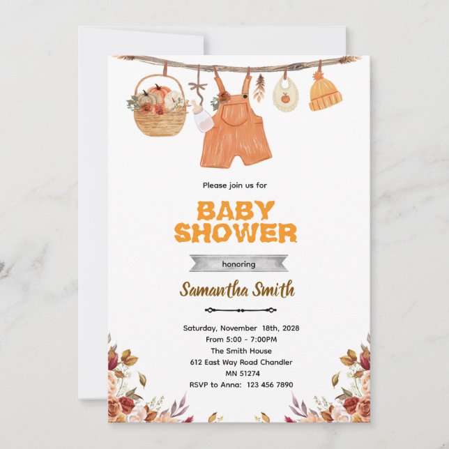 Pumpkin baby shower invitation einladung (Vorderseite)