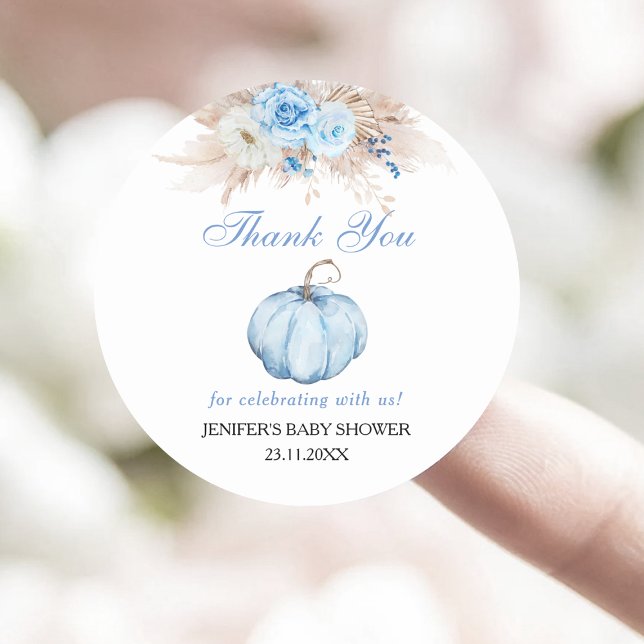 Pumpkin Baby Shower Vielen Dank Runder Aufkleber (Von Creator hochgeladen)