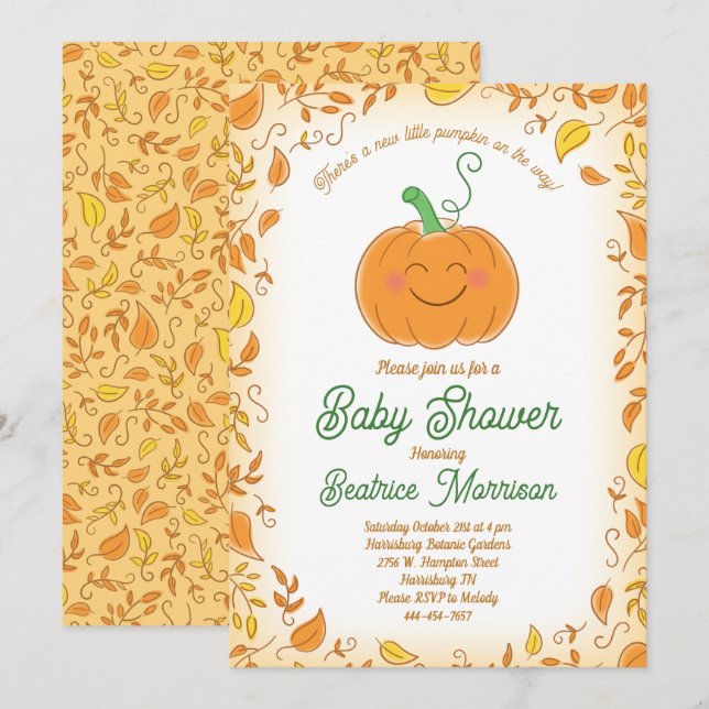 Pumpkin Baby Showfall Einladung (Vorne/Hinten)