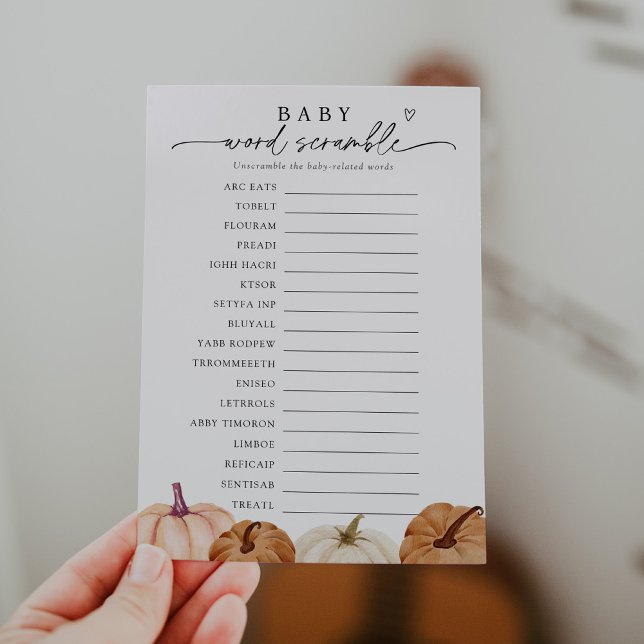 Pumpkin Baby Word Scramble Game Einladung (Von Creator hochgeladen)