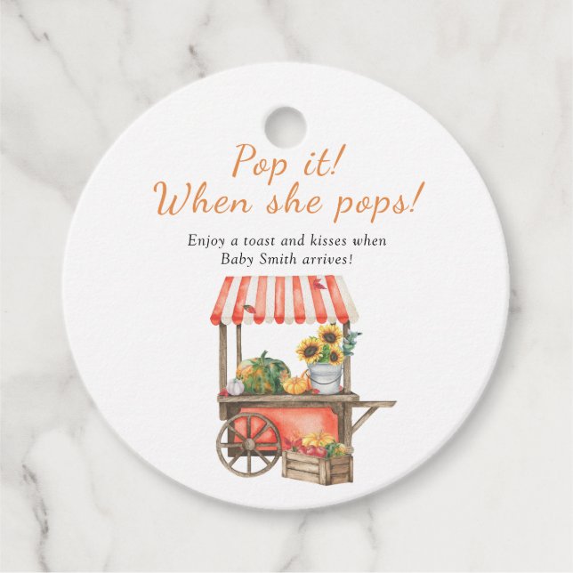 Pumpkin-Babydusche - Pop, wenn sie Pop Geschenkanhänger (Vorderseite)