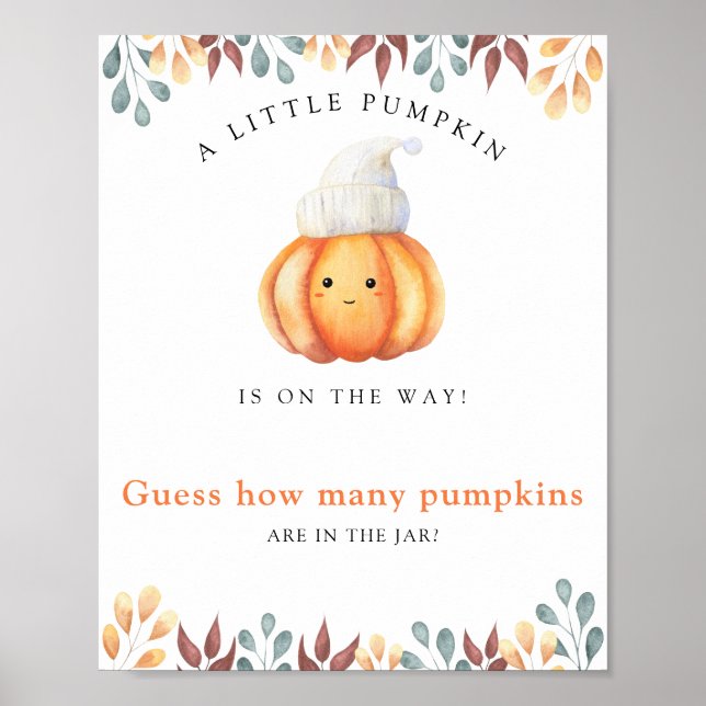 Pumpkin Babydusche Rate wie viele Kürbis Poster (Vorne)