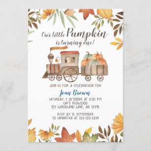 Pumpkin Bahn 1. Geburtstag, erste Geburtstagsparty Einladung