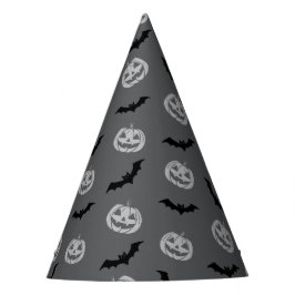 Pumpkin Bat Trick oder Treat Gray Muster Partyhütchen