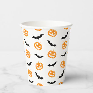 Pumpkin Bat Trick oder Treat Party Lichtmuster Pappbecher