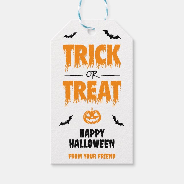 Pumpkin Bat Trick oder Treat Party Light Geschenkanhänger (Vorderseite)
