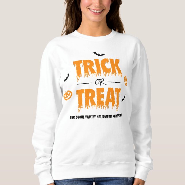 Pumpkin Bat Trick oder Treatment Light Theme Sweatshirt (Vorderseite)