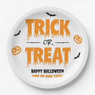 Pumpkin Bat Trick oder Treatment Party Light Round Pappteller