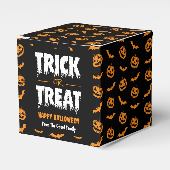 Pumpkin Bat Trick oder Treten Dunkler Cube Geschenkschachtel (Vorderseite)