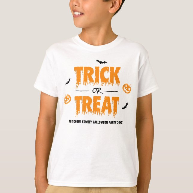 Pumpkin Bat Trick oder Treten leichte Thema Kinder T-Shirt (Vorderseite)