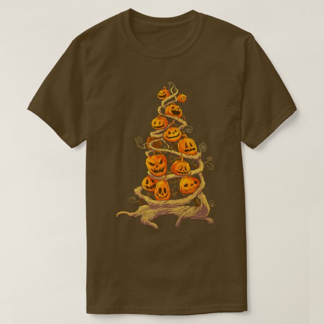 Pumpkin Baum Patch Jackolantern Herbsthalbierung T-Shirt (Design vorne)