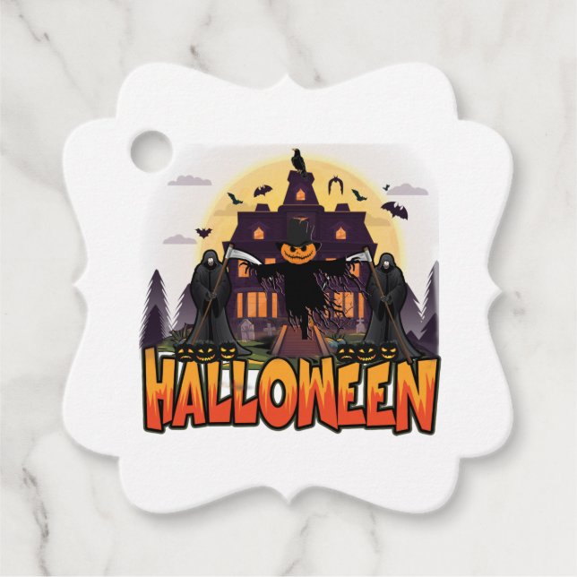 Pumpkin Beängstigend House, Halloween Geschenkanhänger (Vorderseite)
