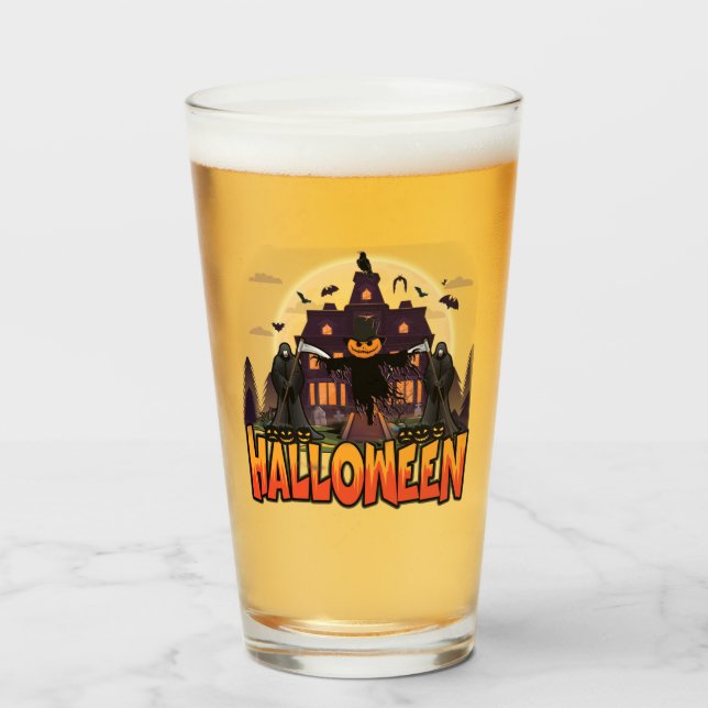 Pumpkin Beängstigend House, Halloween Glas (Vorne (Gefüllt))