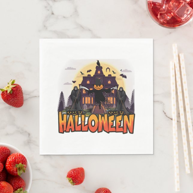 Pumpkin Beängstigend House, Halloween Serviette (Beispiel)