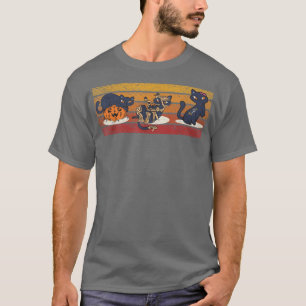 Pumpkin Beängstigend Zombie Black Cats Creepy Hall T-Shirt