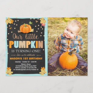 Pumpkin Birthday Einladung Boy Birthday Fall Blue
