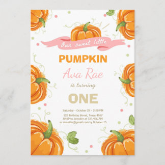 Pumpkin Birthday Einladung Pink Erster Geburtstag