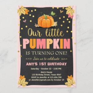 Pumpkin Birthday Einladung Pink Erster Geburtstag