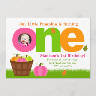 Pumpkin Birthday Einladung Pink Pumpkin Girl