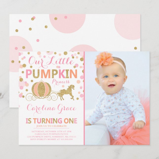 Pumpkin Birthday Einladung Pumpkin Princess Party (Vorne/Hinten)