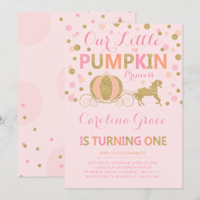 Pumpkin Birthday Einladung Pumpkin Princess Party (Vorne/Hinten)