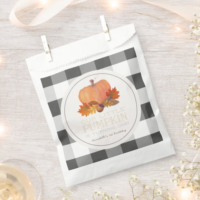 Pumpkin Black Buffalo Karo Birthday Favor Bag Geschenktütchen (Ausgeschnitten)