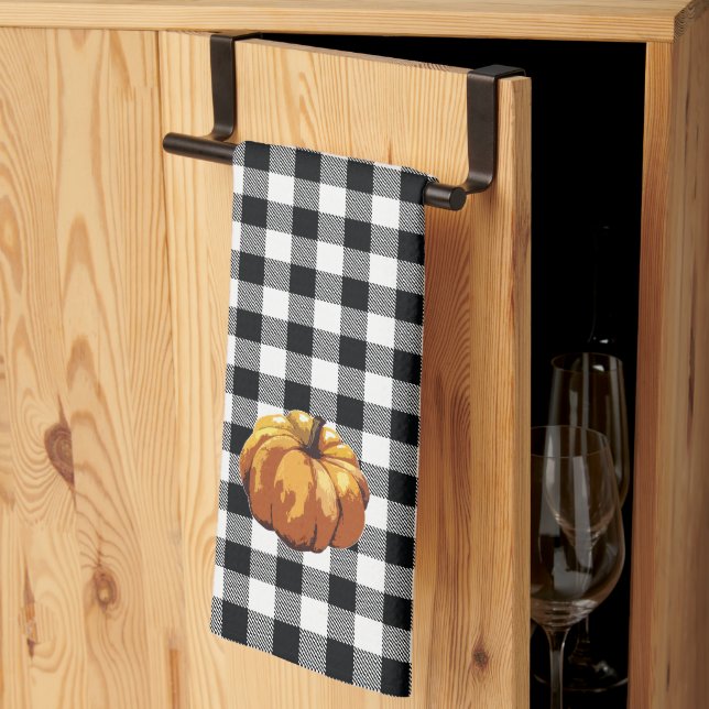 Pumpkin Black Buffalo Karo Küchentücher (Drittel gefaltet)