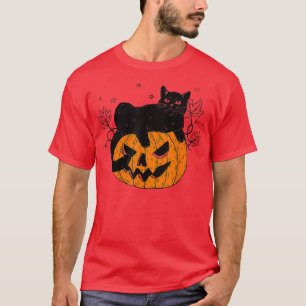 Pumpkin Black Cat Halloween Kostüm Beängstigend He T-Shirt