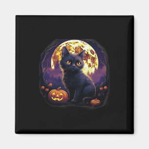 Pumpkin Black Cat Halloween Vintages Kostüm für We Magnet
