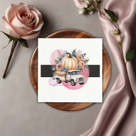 Pumpkin Black Pink Floral Truck Baby Dusche Serviette