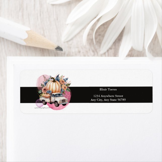 Pumpkin Black Pink Floral Truck Baby Duschgame (Insitu)