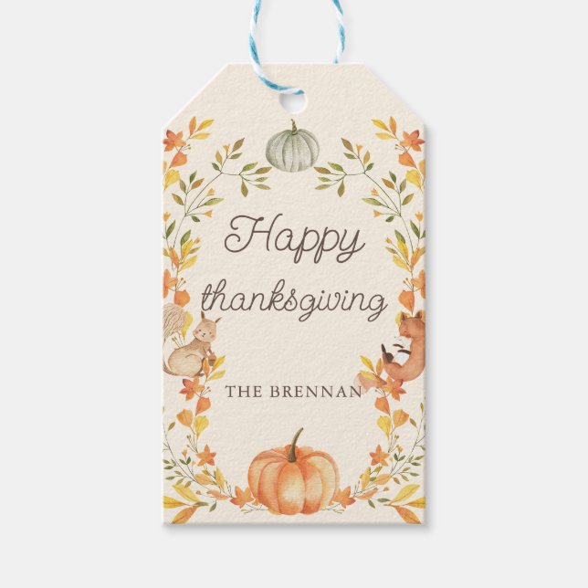 Pumpkin Blätter Erntedank Geschenktasten Geschenkanhänger (Vorderseite)