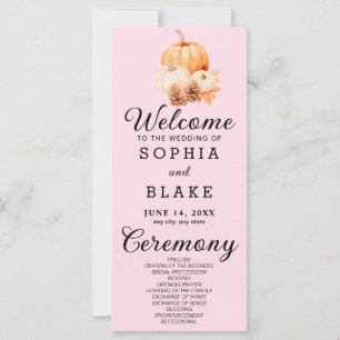 Pumpkin & Blätter Fall Soft Pink Wedding Program