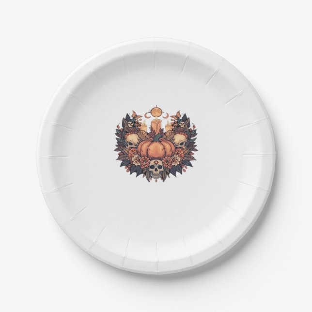 Pumpkin Bloom � Herbst Kerzenlicht und Blumenarmut Pappteller (Vorderseite)