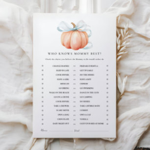 Pumpkin Blue Bow Baby ShowActivity Games