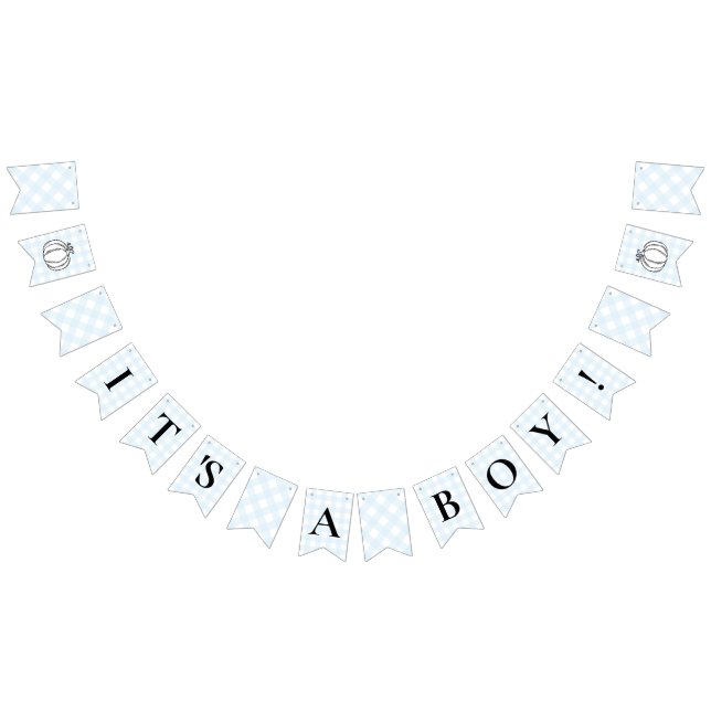 Pumpkin Blue Gingham Baby Showbläschen Wimpelkette (Alle)