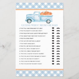 Pumpkin Blue LKW Baby Ratet Who Baby Showspiel Flyer