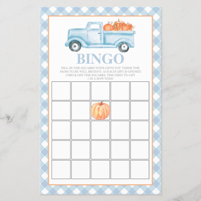 Pumpkin Blue LKW Baby Showroom Bingo Flyer (Vorne)