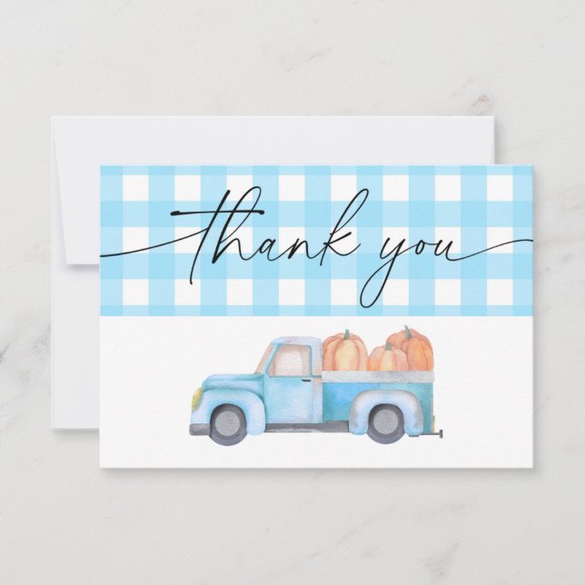 Pumpkin Blue LKW Vielen Dank Dankeskarte (Vorderseite)