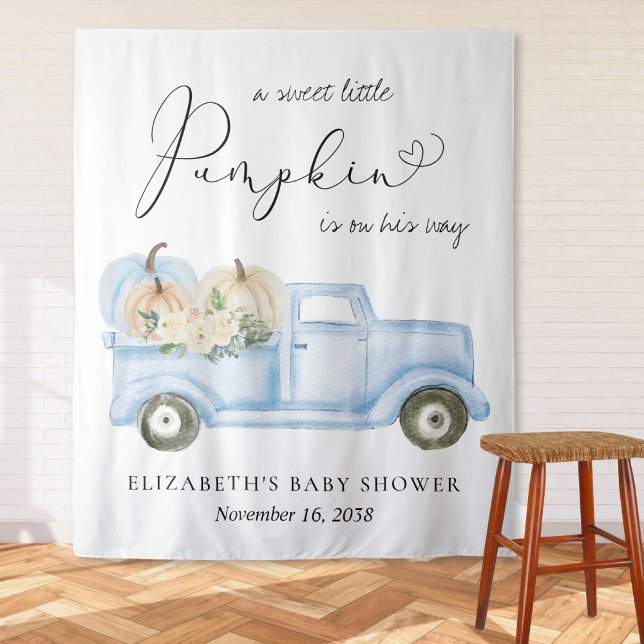 Pumpkin Blue Truck Baby Boy Dusche Foto Hintergrun Wandteppich (Von Creator hochgeladen)