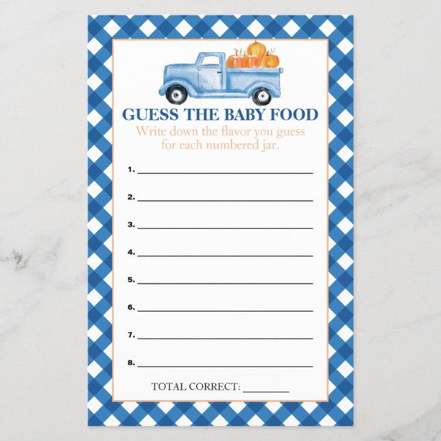 Pumpkin Blue Truck Guess Baby Food Showspiele Flyer (Vorne)