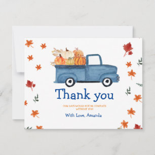 Pumpkin Blue Vintag Truck Danke Karte
