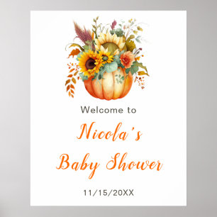 Pumpkin Blume Bouquet Babydusche Begrüßungszeichen Poster