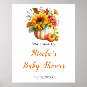Pumpkin Blume Bouquet Babydusche Begrüßungszeichen Poster